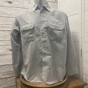 George Sueded Light Blue Smokey Grey Gray Long Sleeve Button Down Men's Shirt L